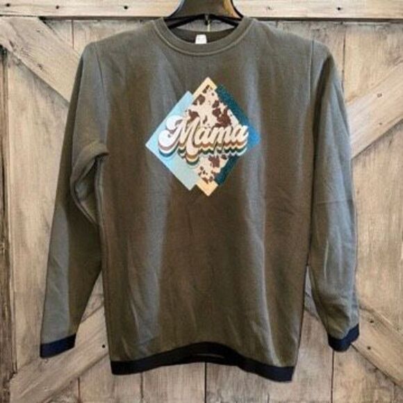 Mama Cowhide Cow Print Sweatshirt - Picture 1 of 4